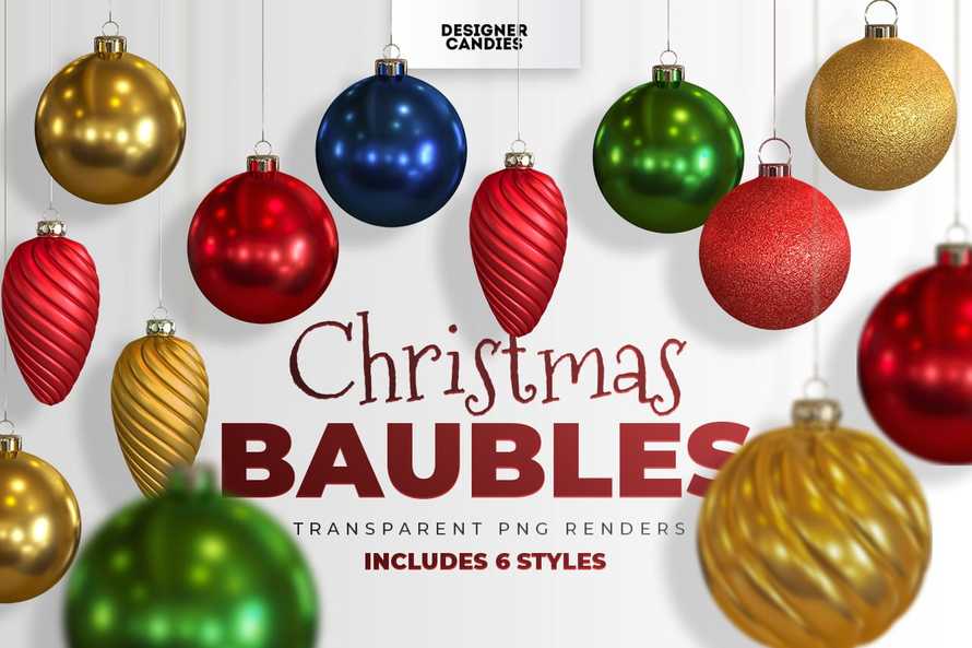 3D Christmas Baubles Renders