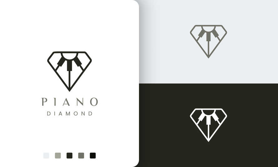 Piano Logo With Diamond Shape