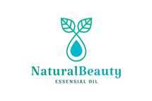 Beauty Care Logo with Oil Drop and Leaf Shape