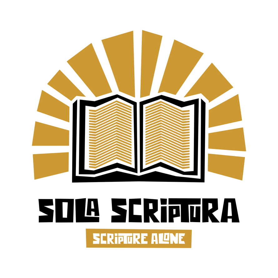 Christian illustration. Five Solas of the Reformation. Scripture alone.