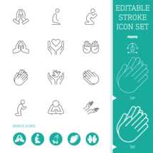Editable Stroke Line Icon Set | Prayer