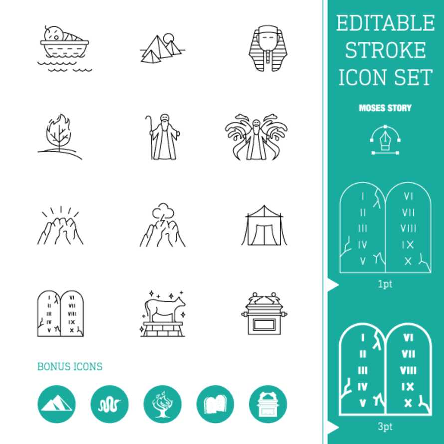 Editable Stroke icon Set | Moses Story