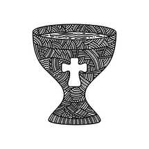 Christian doodle illustration. The Holy Grail.	