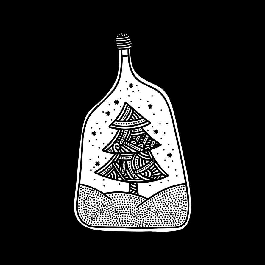 Christmas tree in a bottle doodle