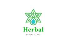 Minimalist Herbal Logo with Leaf and Oil Droplet Shape