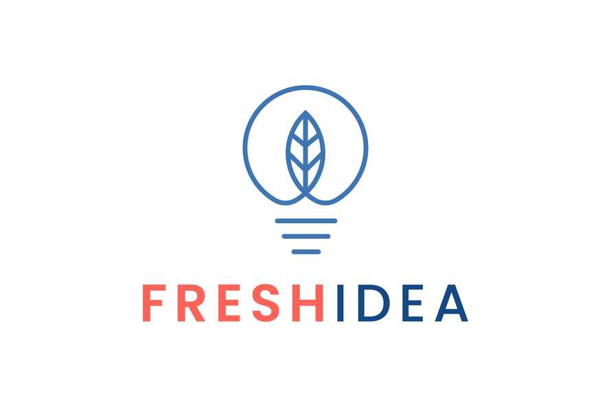 Light Bulb and Leaf Logo in Outline Shape