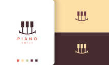 Piano Logo in Simple With Smile Shape