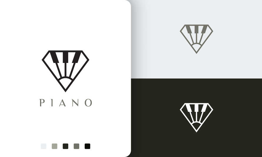 Modern Piano Logo in Diamond Shape