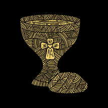 Christian doodle illustration. Communion cup and bread.