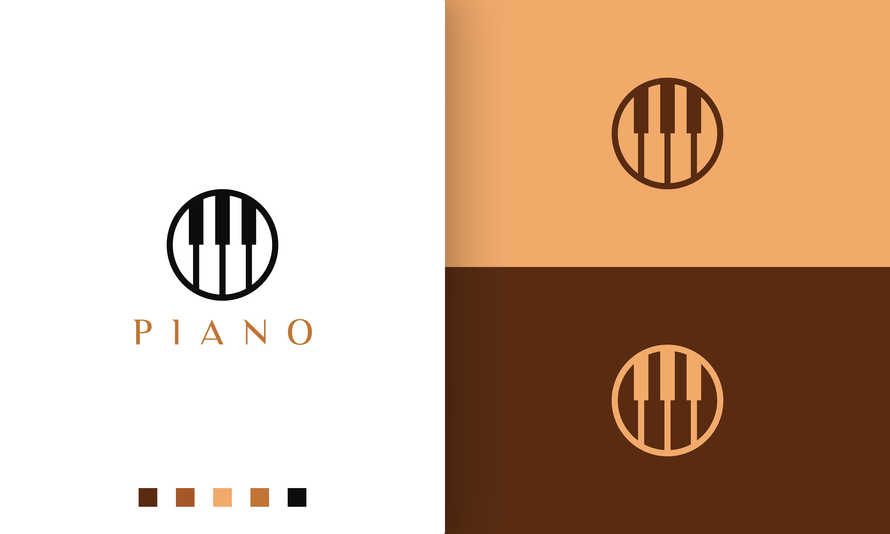 Circle Piano Logo in Simple and Modern