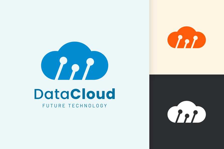 Cloud or Data Logo in Modern Style with Blue Color