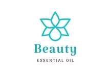 Simple Beauty Care Logo with Leaf Oil Droplet