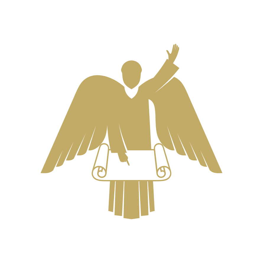 Vector illustration. An angel, God's herald, holds a holy scroll.