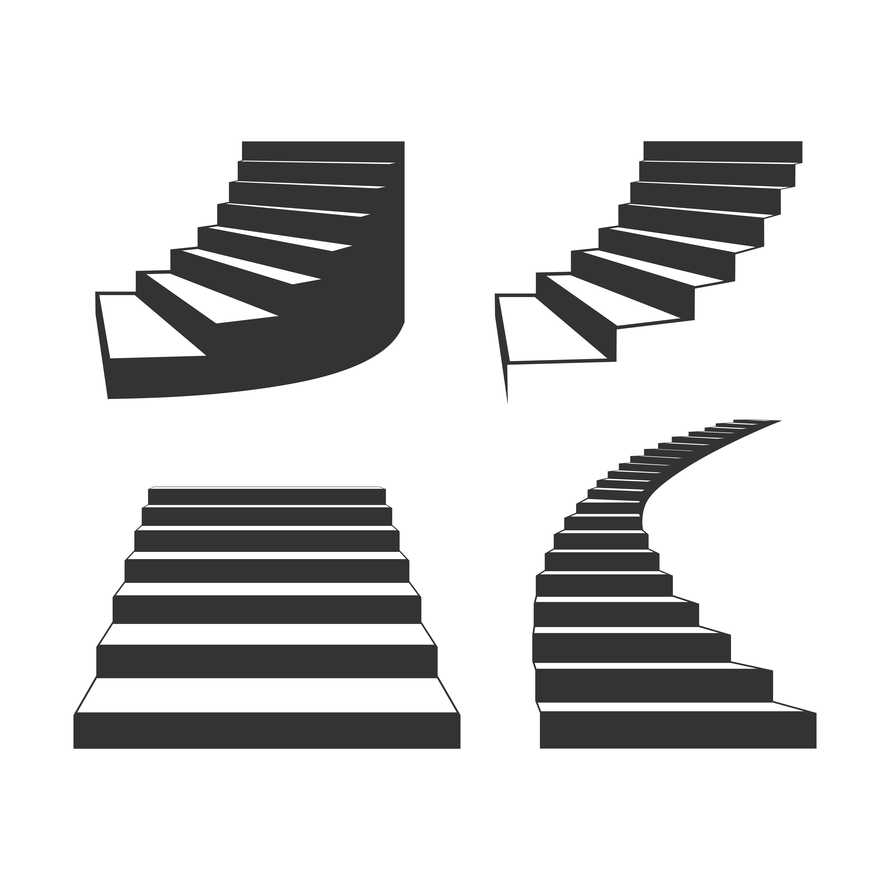 A set of vector stairs leading up, to the exit, to heaven.