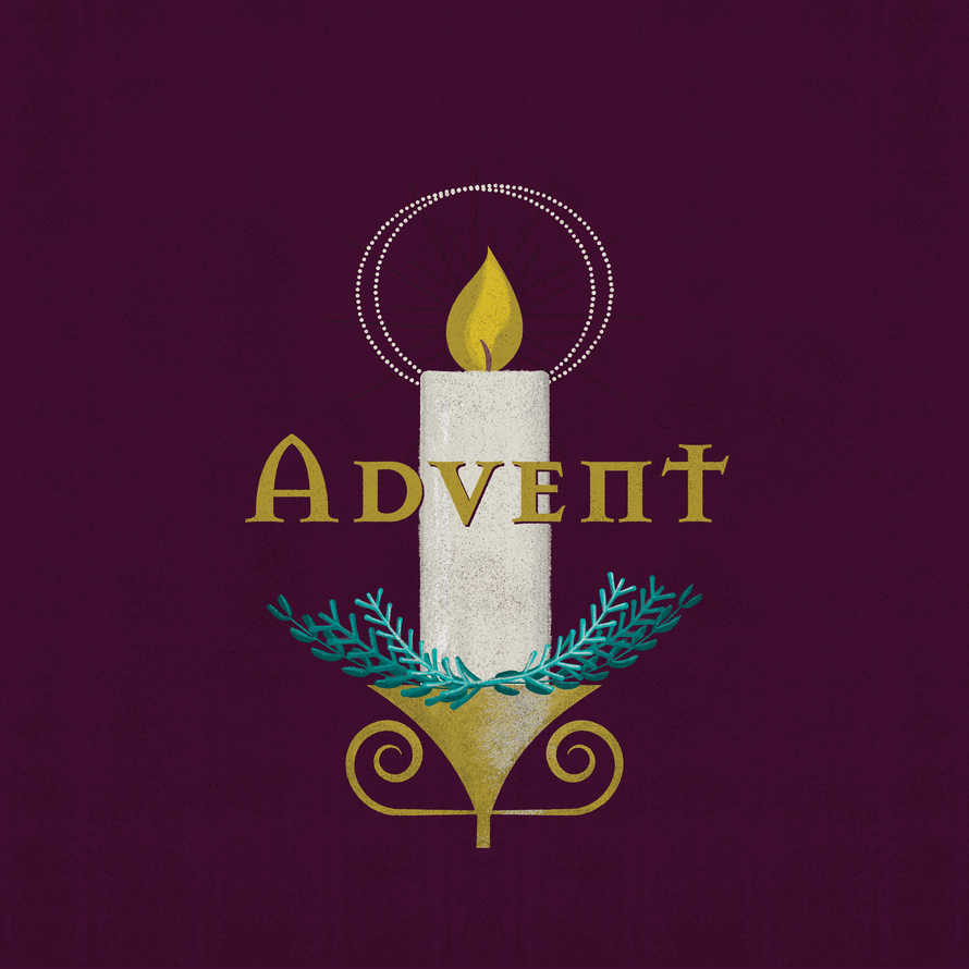 One Advent Candle with greenery