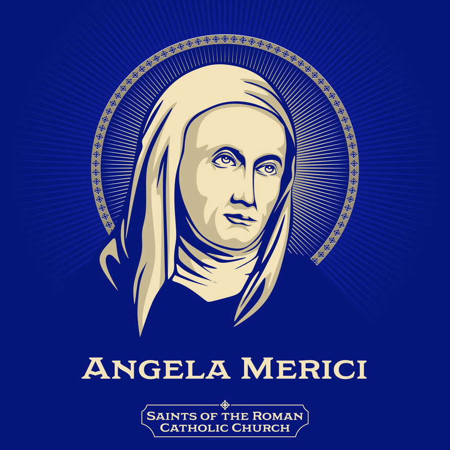 Catholic Saints. Angela Merici (1474-1540) was an Italian religious educator who is honored as a saint by the Catholic Church.