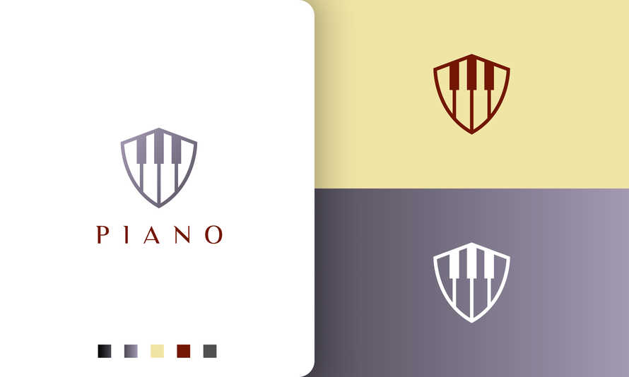 Shield Piano Logo in Simple Style