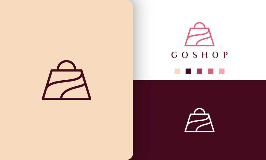 Shopping Bag Logo in Simple Line Art