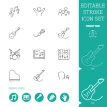 Editable Stroke Icon Set | Worship Team