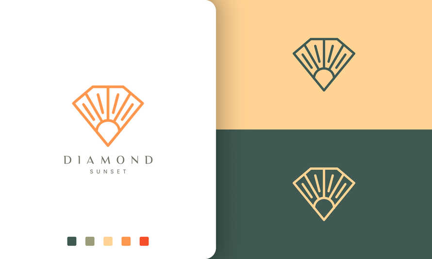 Diamond Sun Logo Unique Line Art Style