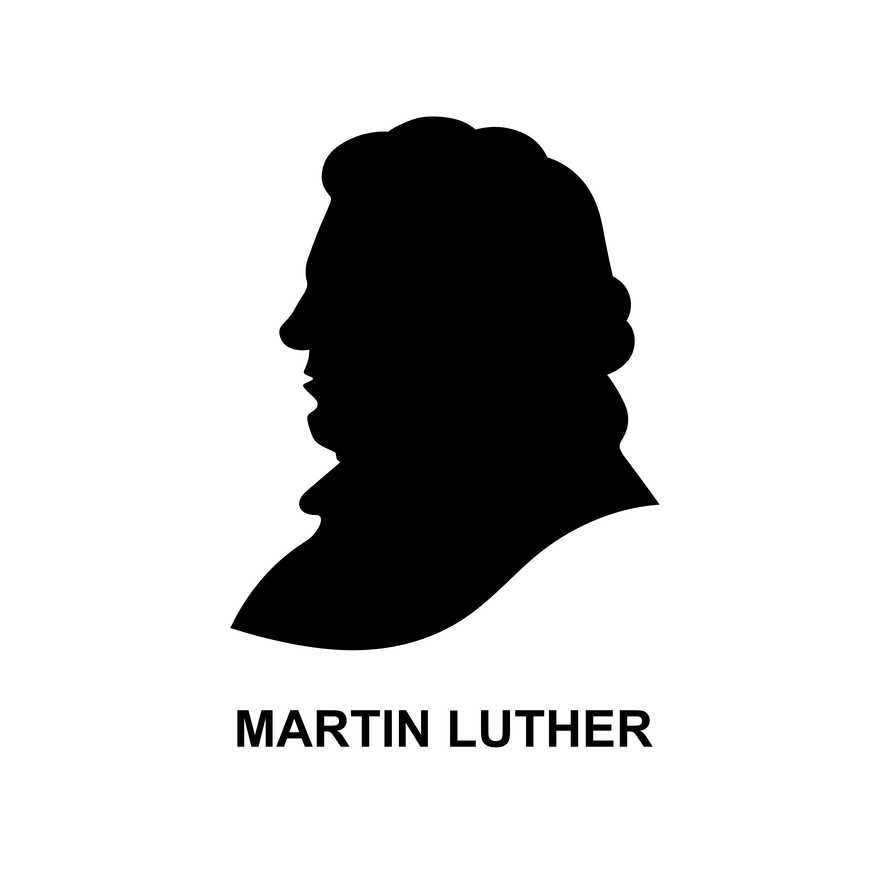 A silhouette of the Christian reformer and theologian Martin Luther