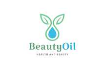 Beauty Care Logo with Oil Droplet and Leaf Shape
