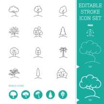 Editable Stroke Icon Set | Trees