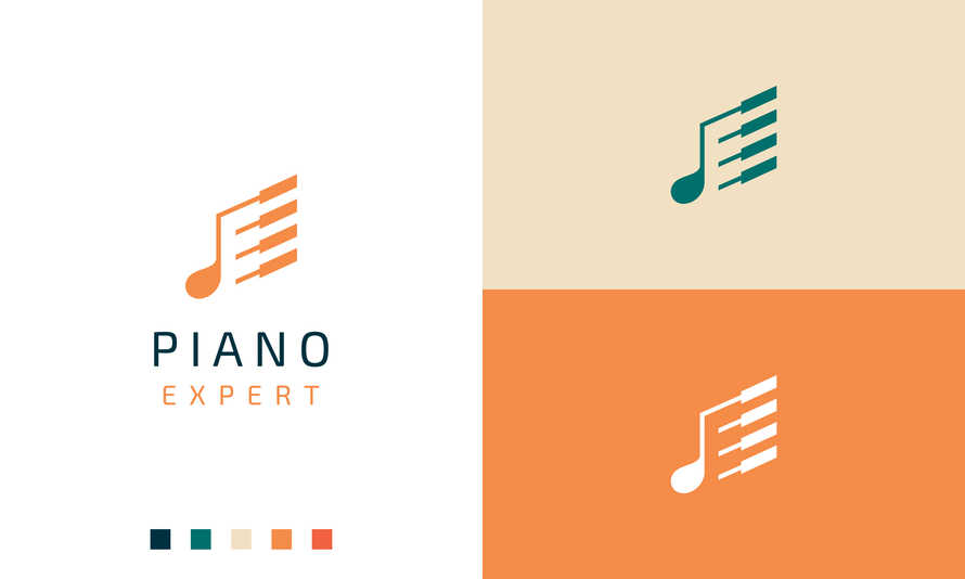 Simple and Modern Piano Player Logo