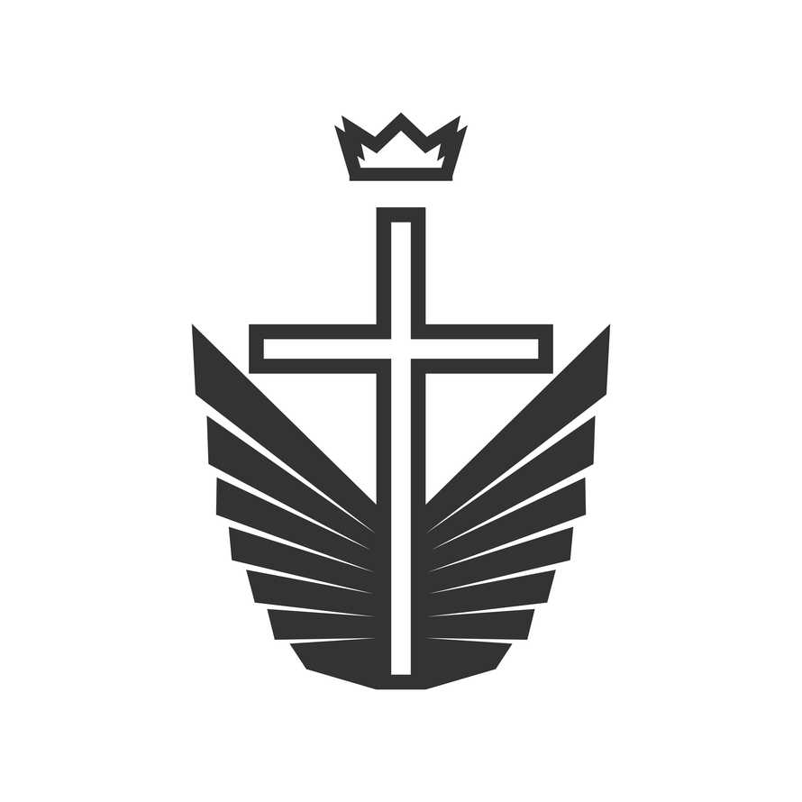 Cross of Jesus, royal crown and wings of the Holy Spirit.