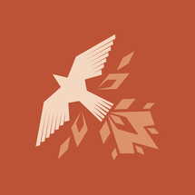 Christian illustration. A dove in a flame of fire is a symbol of the Holy Spirit.