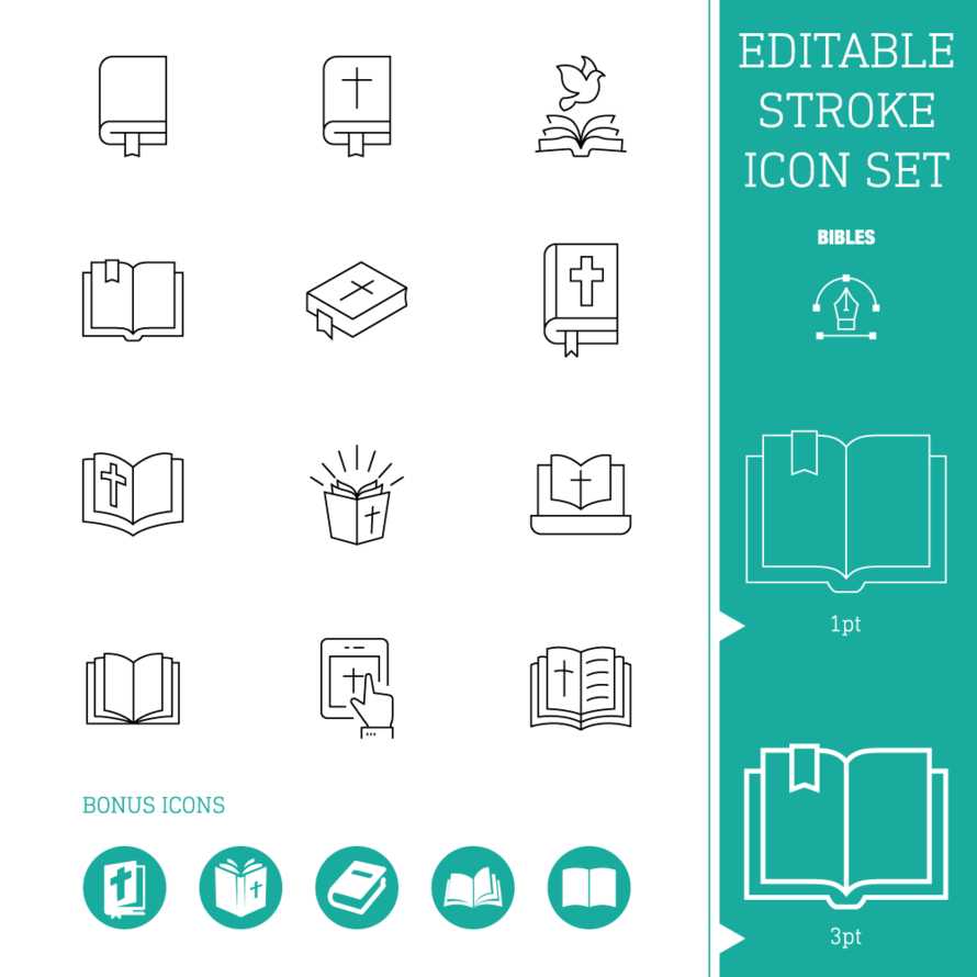 Editable Stroke Icon Set | Bibles