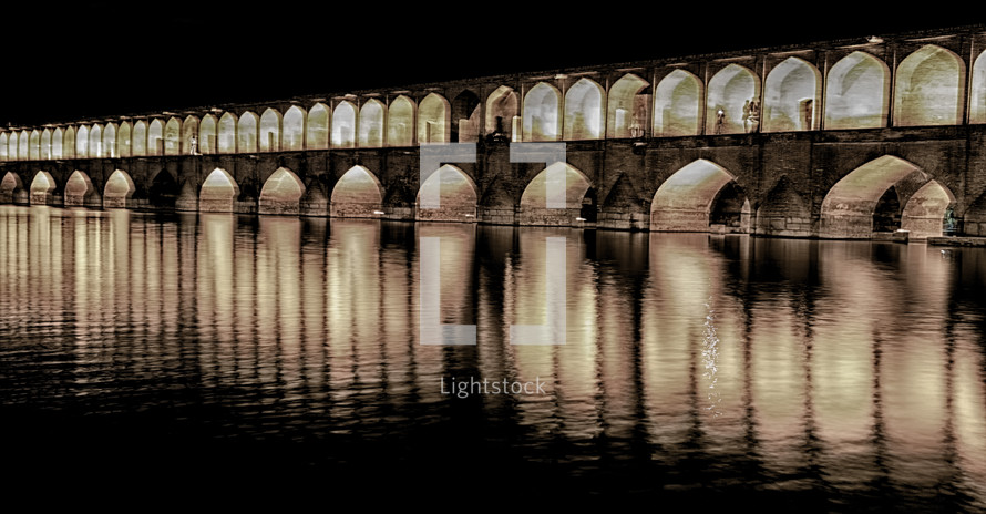 aqueducts in the Philippines at night 