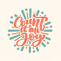 Count it all Joy celebratory lettering with stars and rays of light for 4th of July