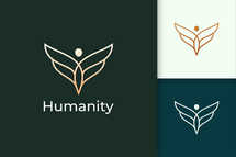 Freedom Logo in Human and Wing Represent Humanity or Peace