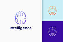 Technology Science Logo in Brain Shape