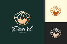 Shell or Clam Logo With Pearl Gem for Jewelry Brand