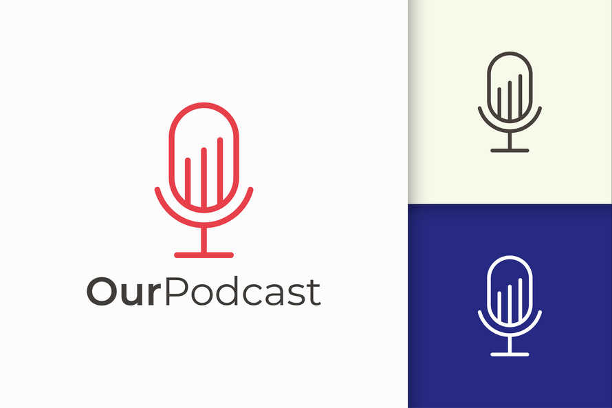 Simple Mic Logo Represent Record or Audio for Podcast