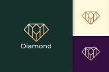 Luxury Jewel Logo in Diamond Line Shape