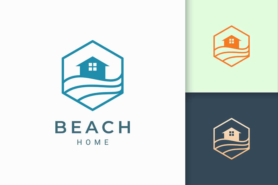 Home Beach Logo Template in Hexagon