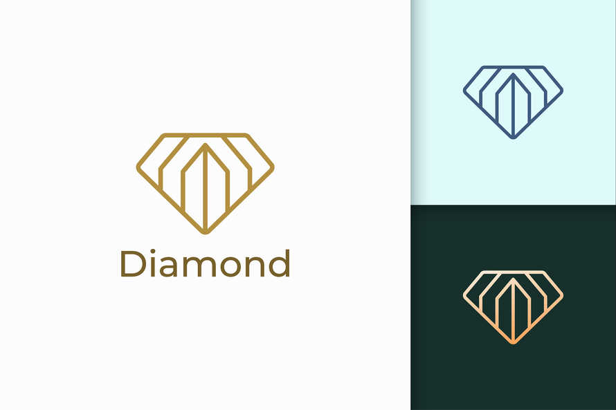 Luxury Jewel Logo in Diamond Line Shape