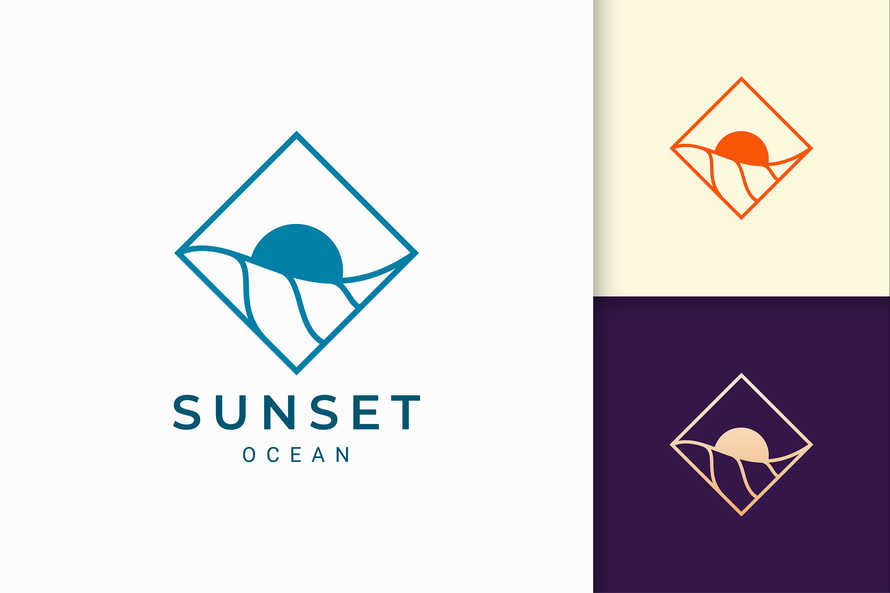 Simple Ocean Logo Template in Rhombus