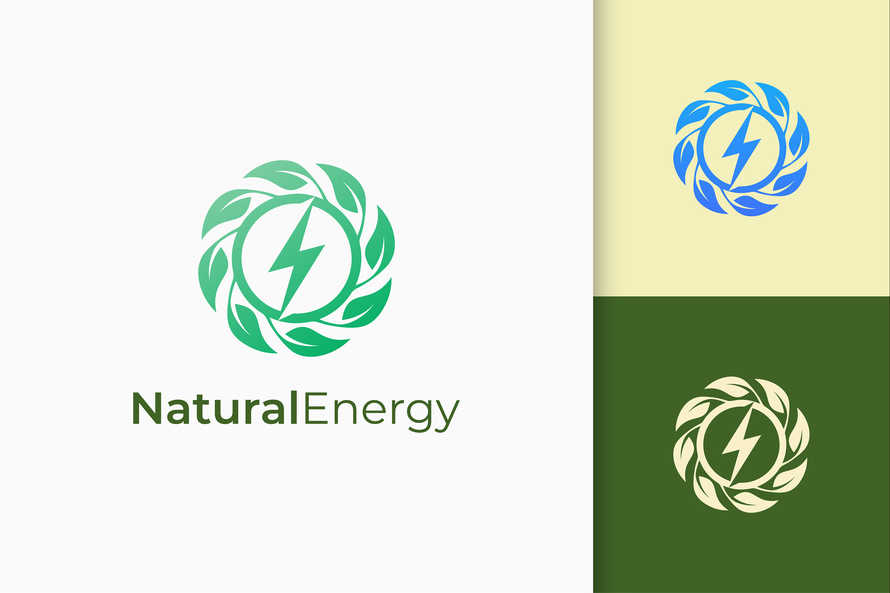 Flower Logo in Leaf and Lightning Shape