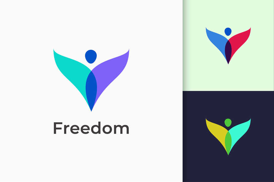 Freedom or Human Logo Success and Happy