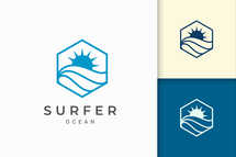 Sea or Waterfront Logo in Hexagon Shape