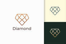Luxury Gem Logo in Diamond Line Shape