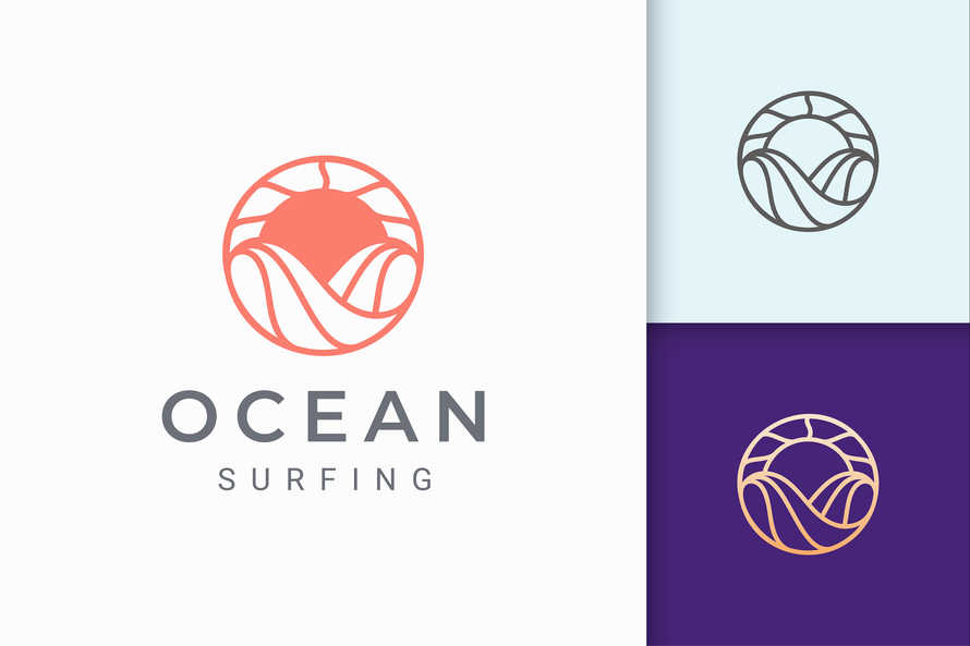 Simple Sun and Ocean Logo Template