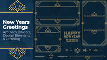 New Years Eve Art Deco Design Element Pack for social media post, slide background, graphic design, stock art