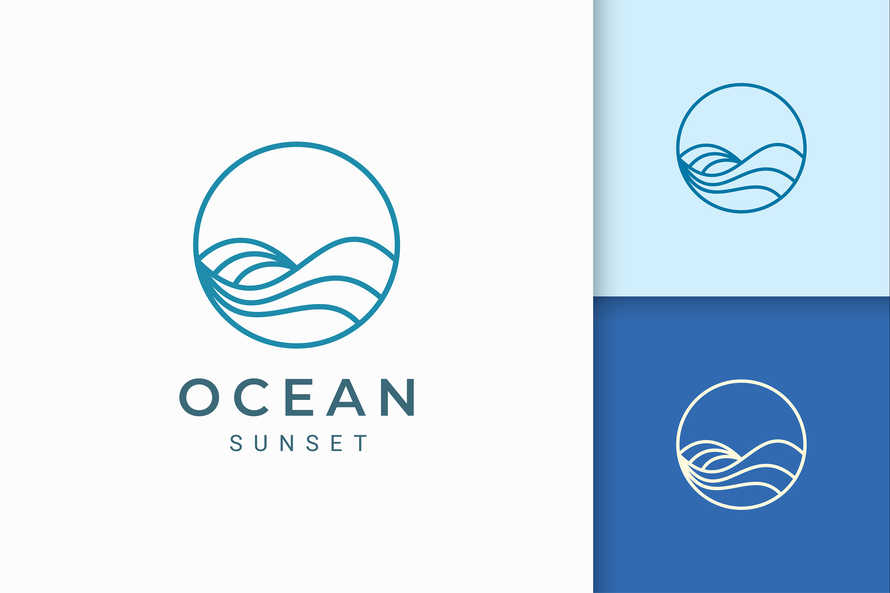 Simple Ocean Wave Shape Logo Template