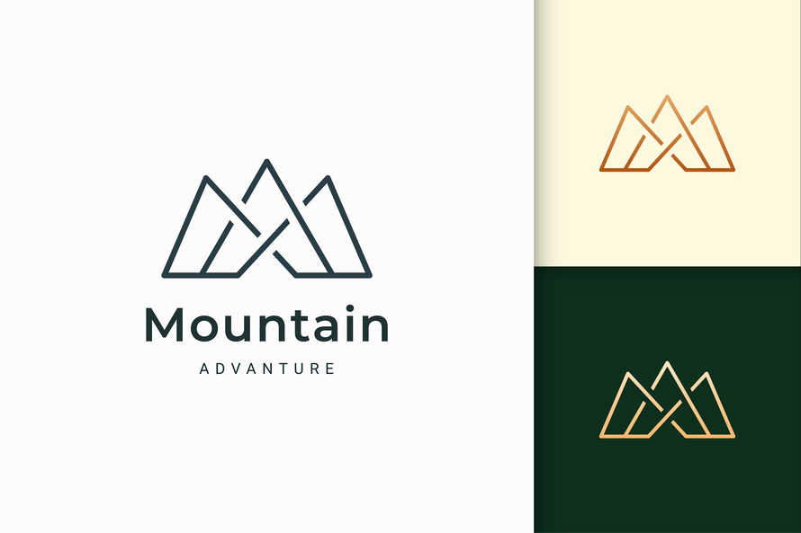 Mountain Logo for Hiking or Climbing Represent Adventure or Survival