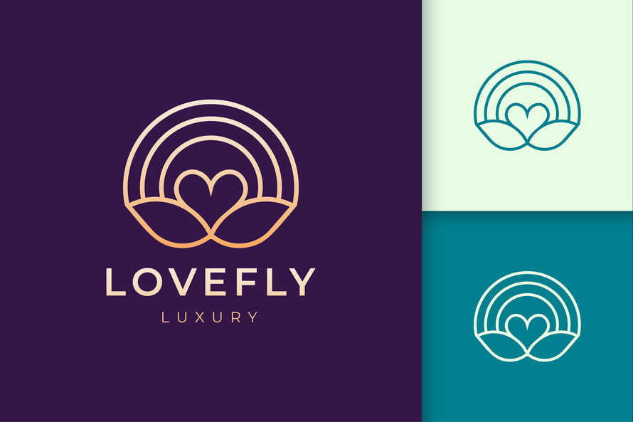 Luxury Love and Leaf Logo Template
